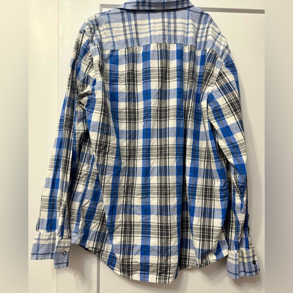 American Rag Long Sleeve Blue Plaid Western Style Button Up Shirt - Size Large - Picture 3 of 5